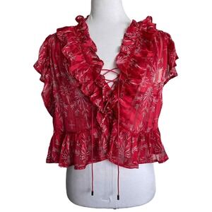 Sabina Musayev Blouse Ruffle Jojo Top New Size L